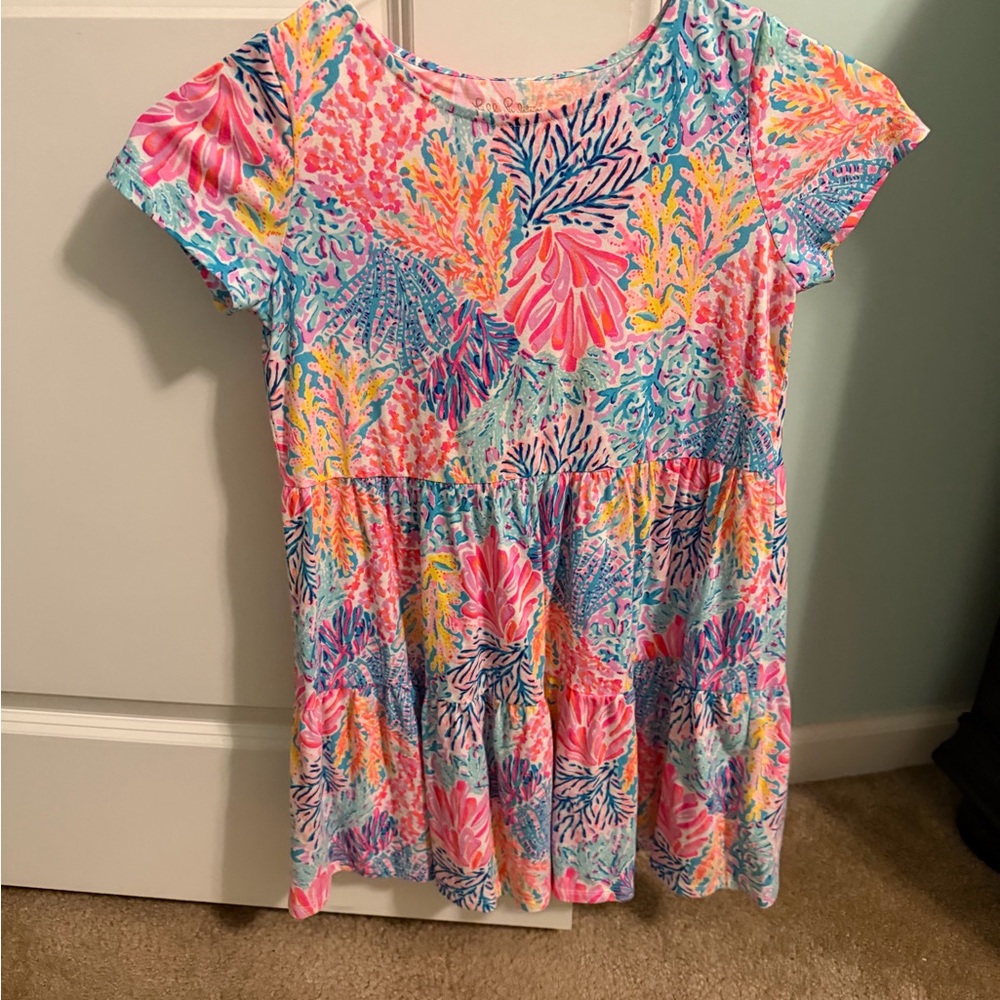 Lilly Pulitzer Pink and Blue Floral Short Sleeve Top